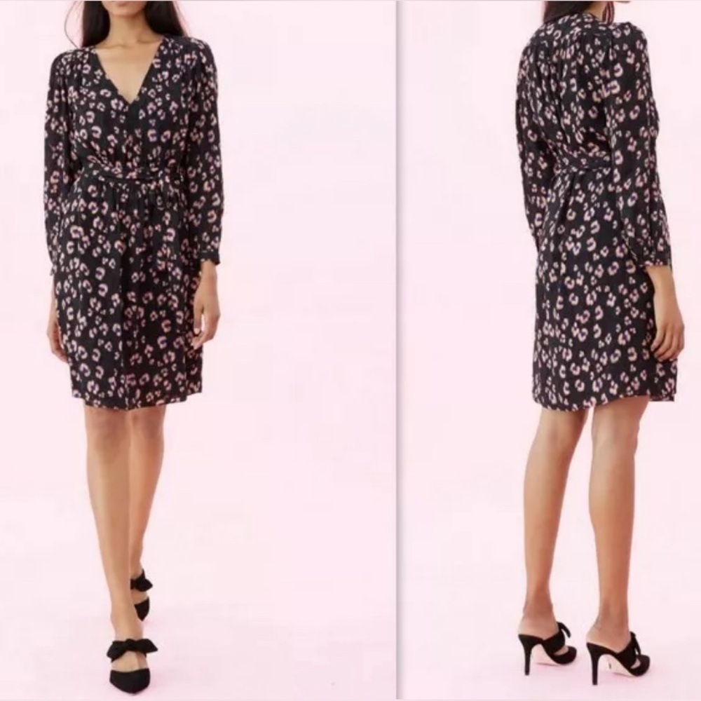 REBECCA TAYLOR Belted Silk Blend Floral Jacquard Dress- Copper Combo/ Size 6 - Picture 2 of 8